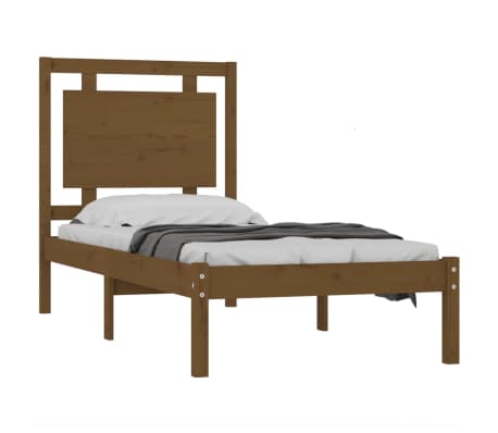 vidaXL Cadre de lit Marron miel Bois massif 75x190 cm Petit simple