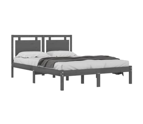 vidaXL Bed Frame Grey Solid Wood 120x190 cm Small Double