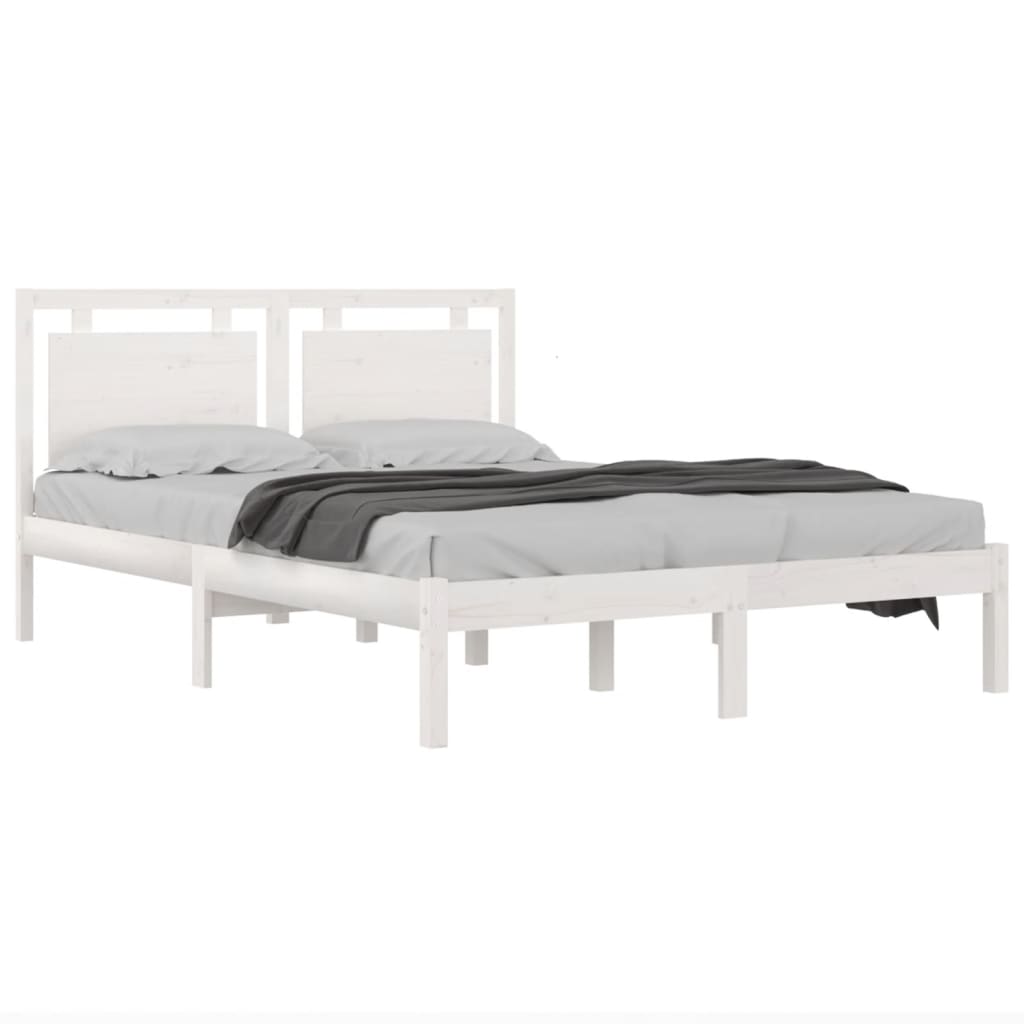 

vidaXL Bedframe massief hout wit 135x190 cm 4FT6 Double