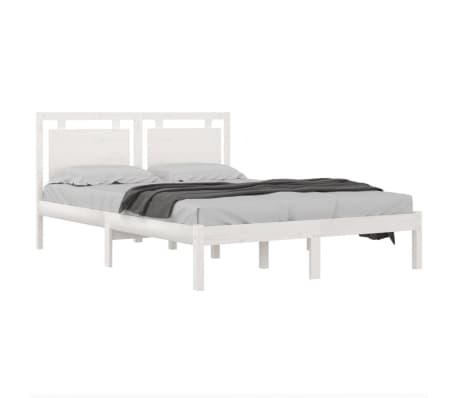 vidaXL Massivholzbett Wei&szlig; 135x190 cm