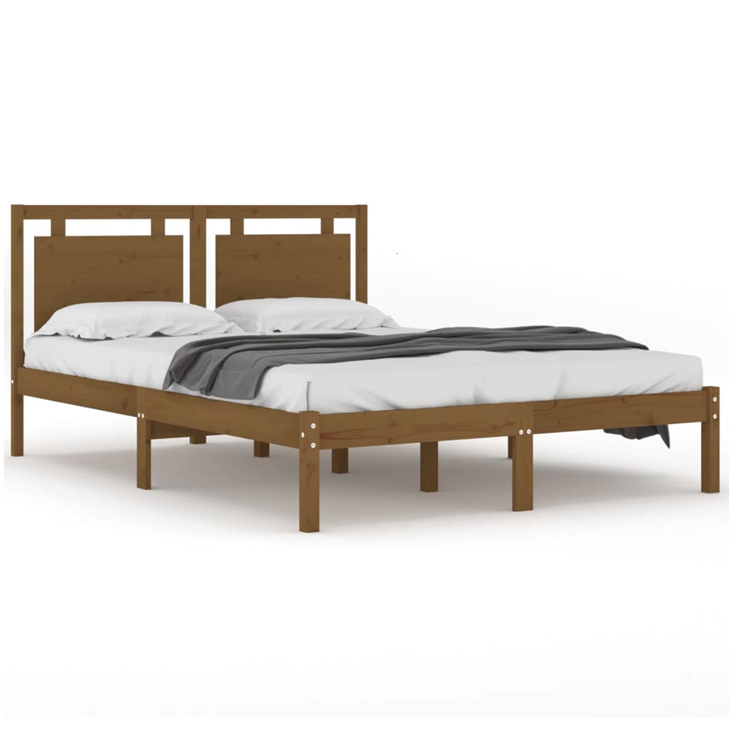 vidaXL Bedframe massief hout honingbruin 140x190 cm