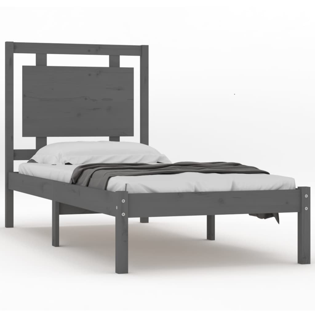vidaXL Bedframe massief hout grijs 90x200 cm