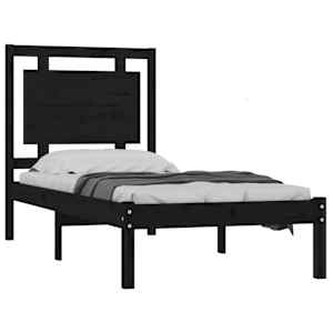 vidaXL Bedframe massief hout zwart 90x200 cm