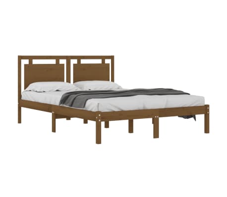 vidaXL Рамка за легло, меденокафява, дърво масив, 140x200 см