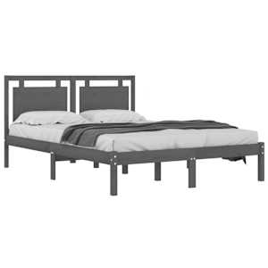 vidaXL Πλαίσιο Κρεβατιού Γκρι 150 x 200 εκ. Μασίφ Ξύλο King Size