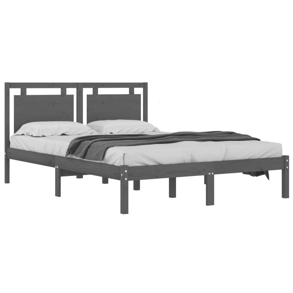 vidaXL Bedframe massief hout grijs 180x200 cm 6FT Super King