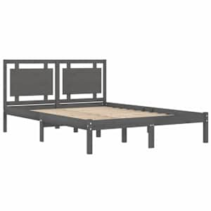 Rám postele šedý masivní dřevo 200 x 200 cm - obrázek 4