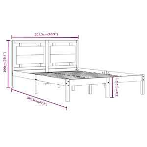 Rám postele šedý masivní dřevo 200 x 200 cm - obrázek 6