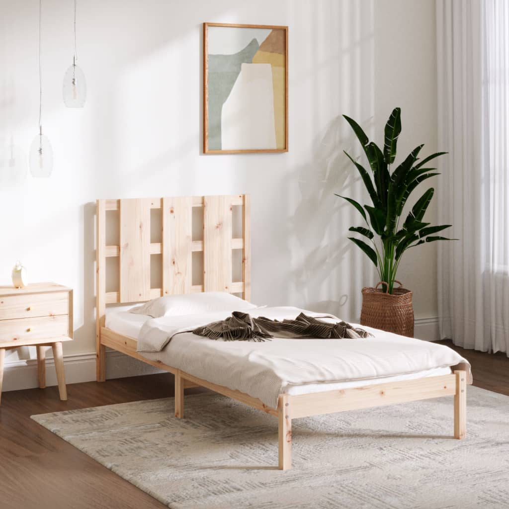 vidaXL Estrutura de cama pequena solteiro 75x190 cm madeira maciça