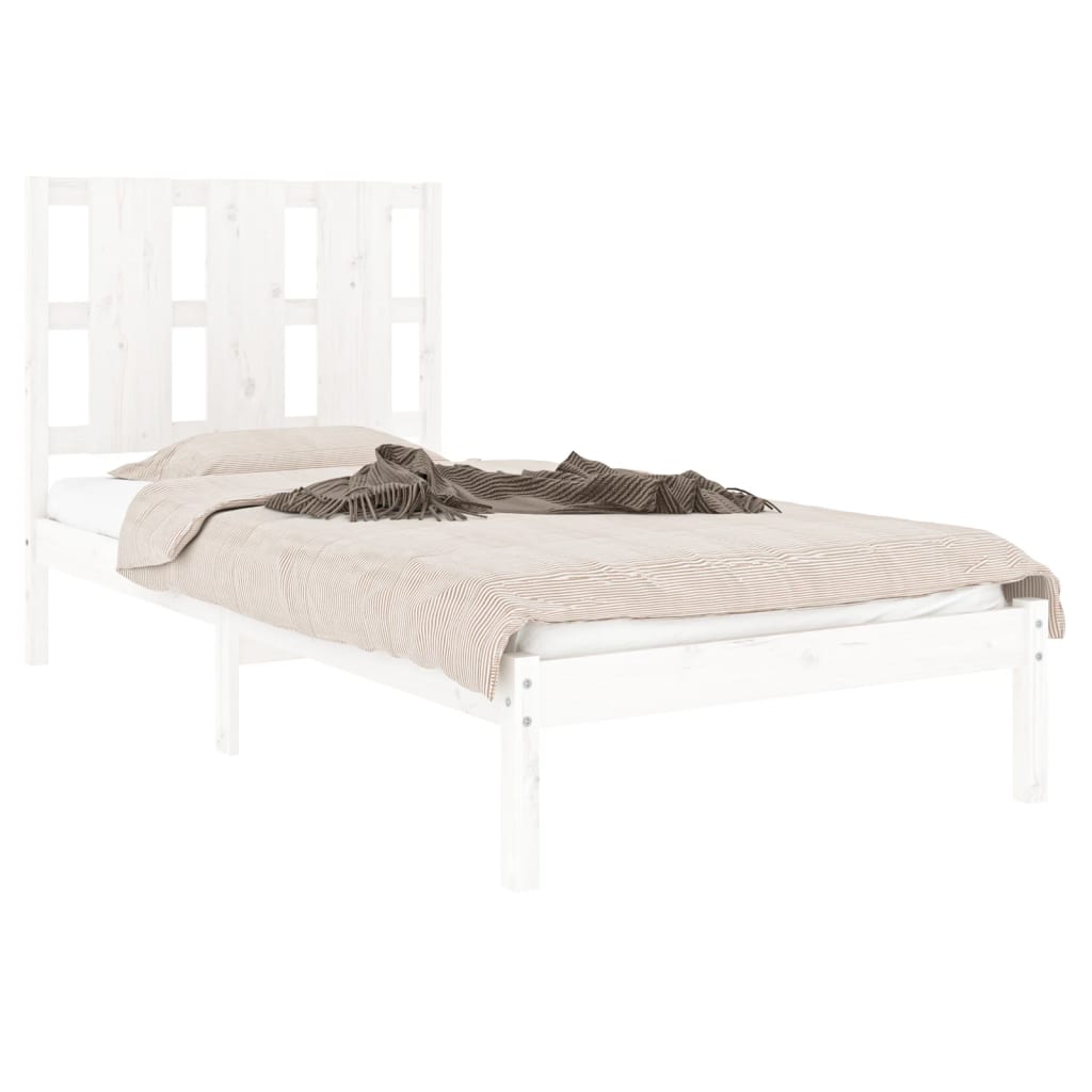 vidaXL Bedframe massief hout wit 90x190 cm afbeelding