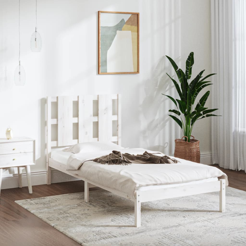 Rám postele bílý masivní dřevo 90 x 190 cm Single
