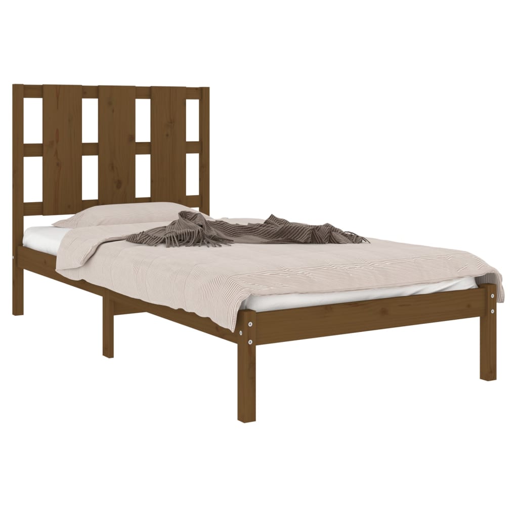 vidaXL Bedframe massief hout honingbruin 90x190 cm 3FT Single