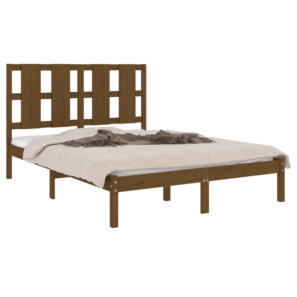 vidaXL Bedframe massief hout honingbruin 120x190 cm 4FT Small Double