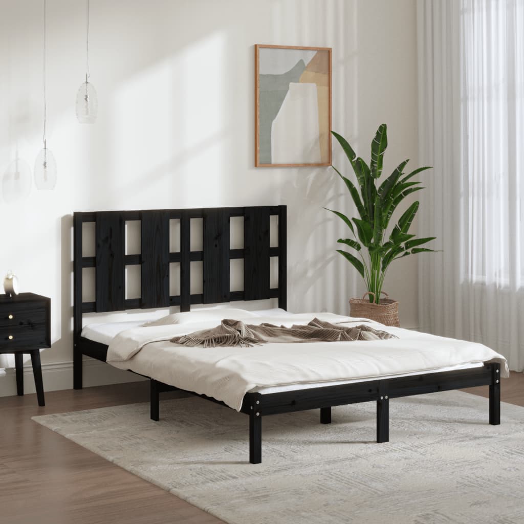 vidaXL Rám postele černý masivní dřevo 120 x 190 cm Small Double