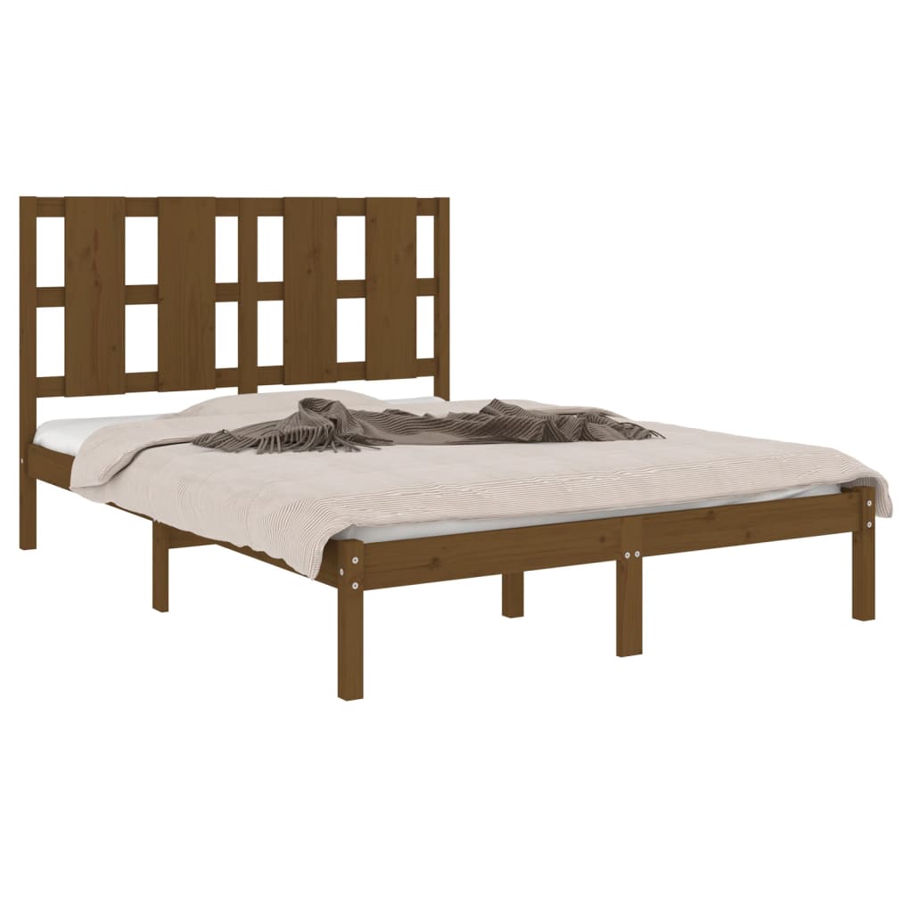 vidaXL Bedframe massief hout honingbruin 135x190 cm 4FT6 Double