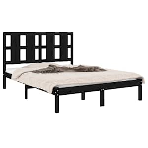 vidaXL Bed Frame without Mattress Black 135x190 cm Double Solid Wood