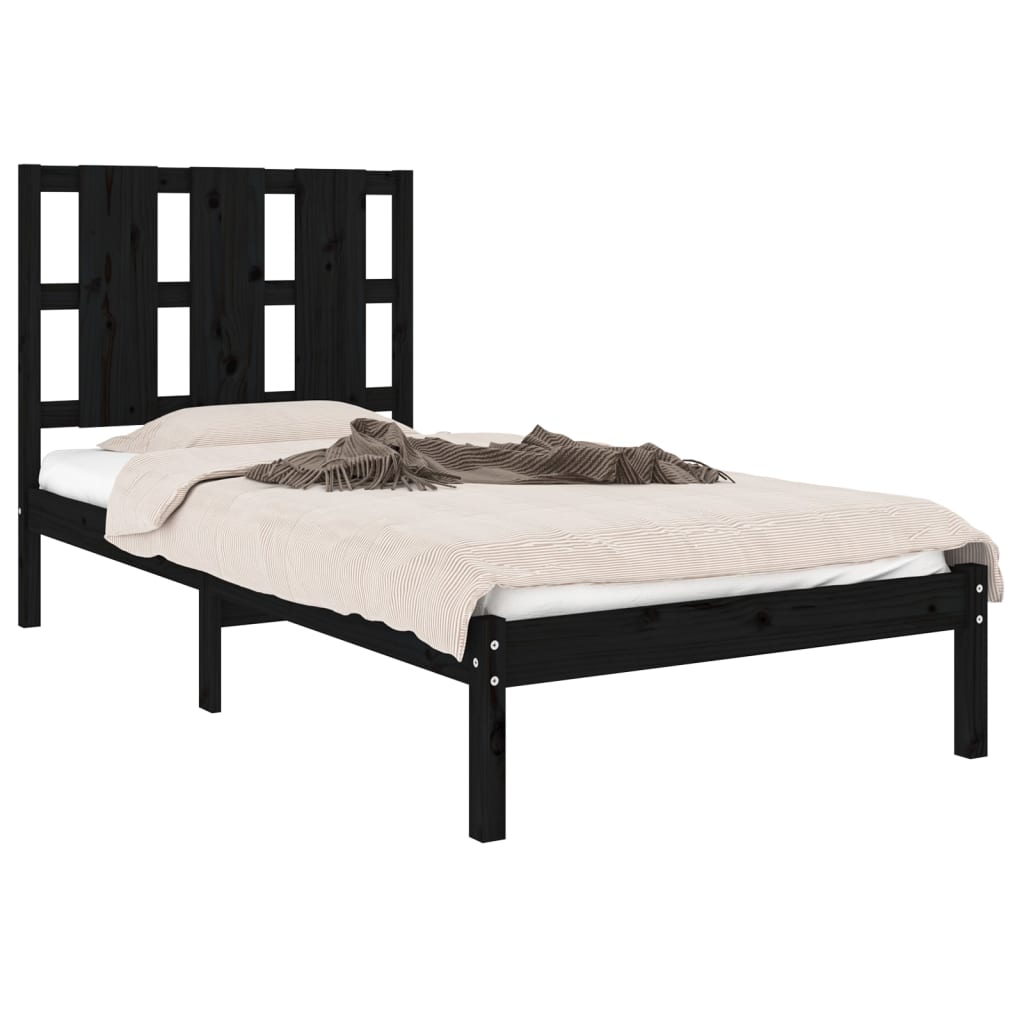 vidaXL Bedframe massief grenenhout zwart 100x200 cm afbeelding