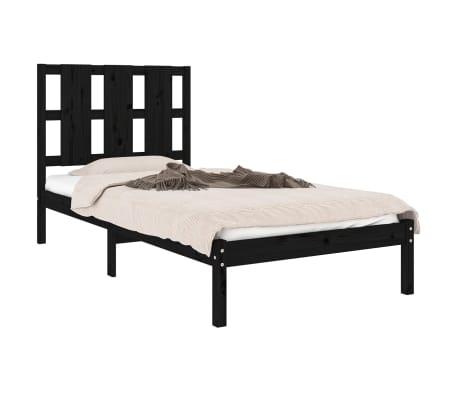 vidaXL Massivholzbett Schwarz Kiefer 100x200 cm