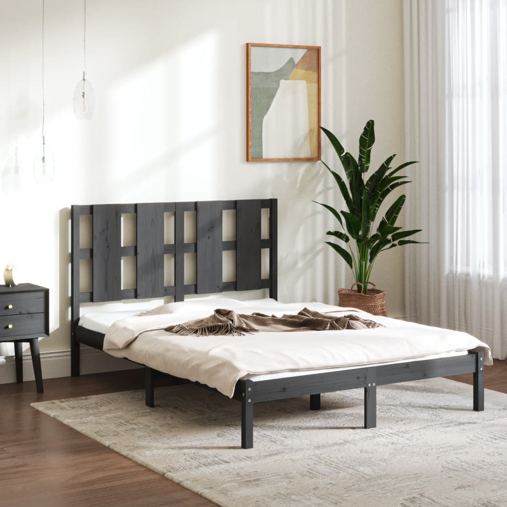 Rám postele šedý masivní borovice 140 x 200 cm