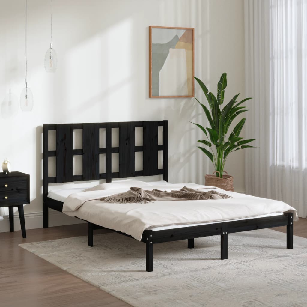 vidaXL Rám postele černý masivní borovice 140 x 200 cm