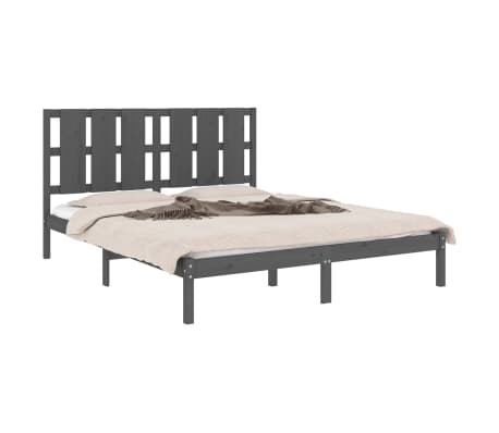 vidaXL Bedframe massief hout grijs 150x200 cm