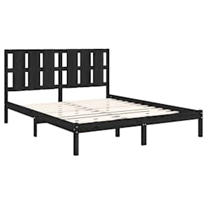 Rám postele černý masivní dřevo 150 x 200 cm King Size - obrázek 4
