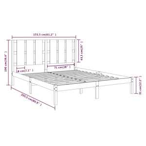 Rám postele černý masivní dřevo 150 x 200 cm King Size - obrázek 6