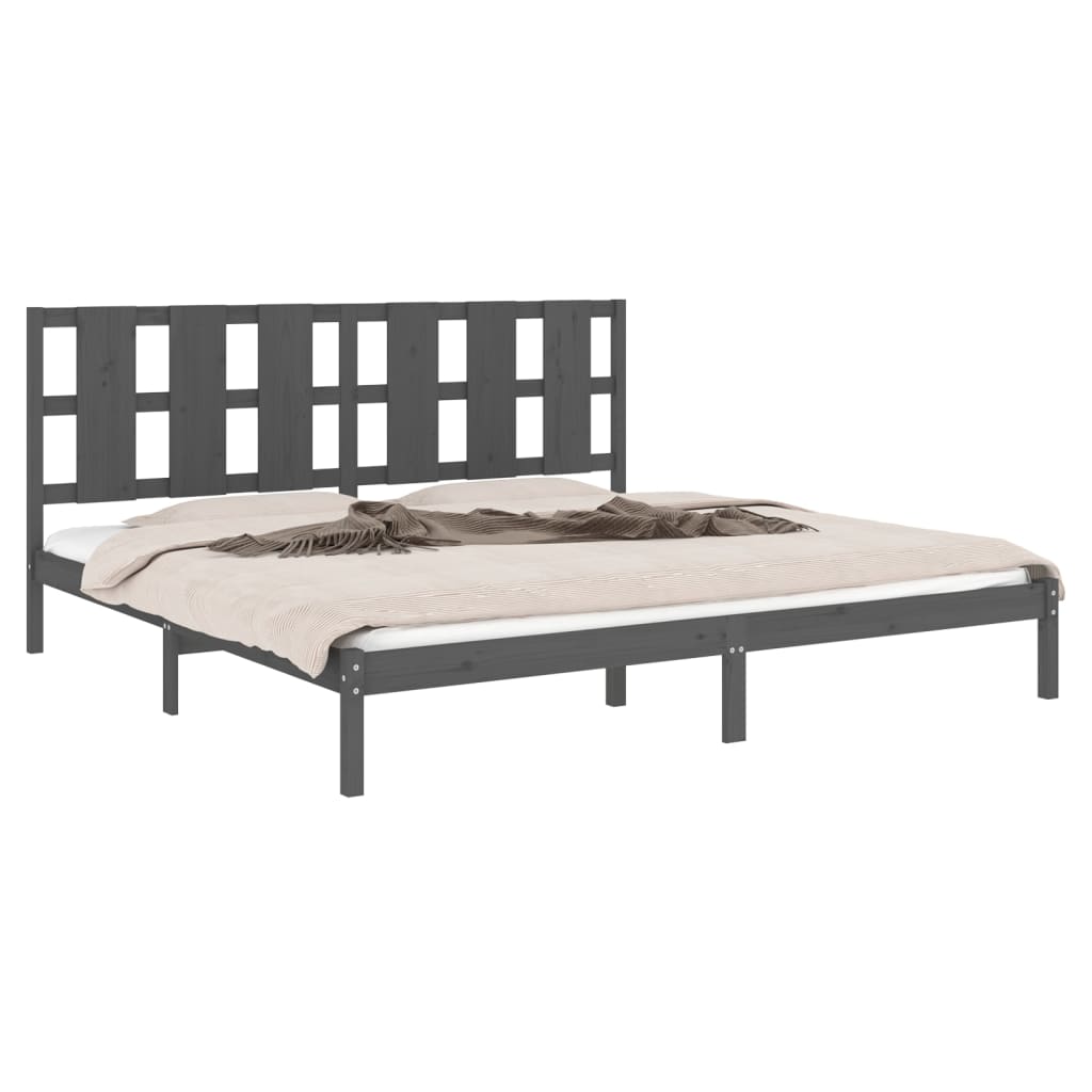 vidaXL Cadre de lit sans matelas gris 180x200 cm bois massif