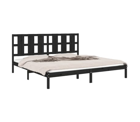 vidaXL Lovos rėmas, juodas, 180x200cm, medienos masyvas, itin didelis