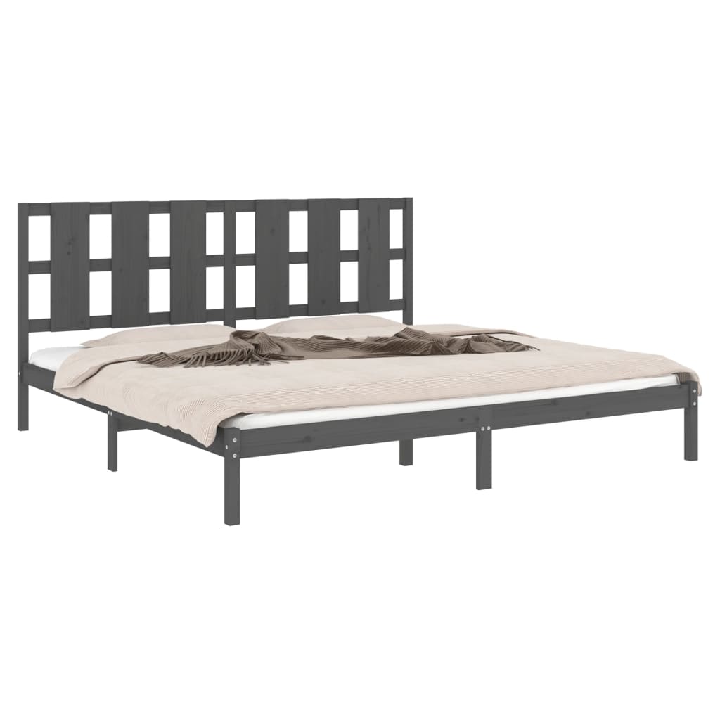 vidaXL Bedframe massief grenenhout grijs 200x200 cm afbeelding