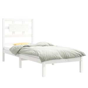 vidaXL Lovos rėmas, baltas, 75x190cm, medienos masyvas, vienvietis