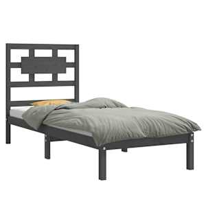 vidaXL Lovos rėmas, pilkas, 75x190cm, medienos masyvas, vienvietis