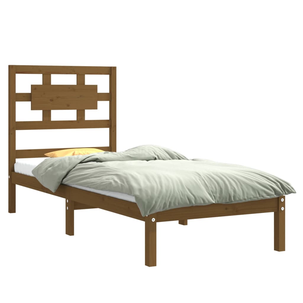 vidaXL Bedframe massief hout honingbruin 75x190 cm 2FT6 Small Single