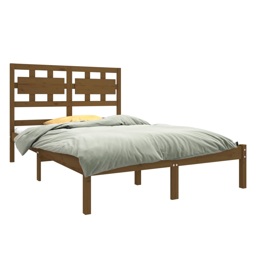 vidaXL Bedframe massief hout honingbruin 120x190 cm