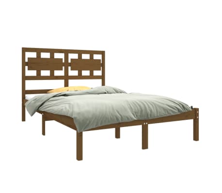 vidaXL Bedframe massief hout honingbruin 120x190 cm