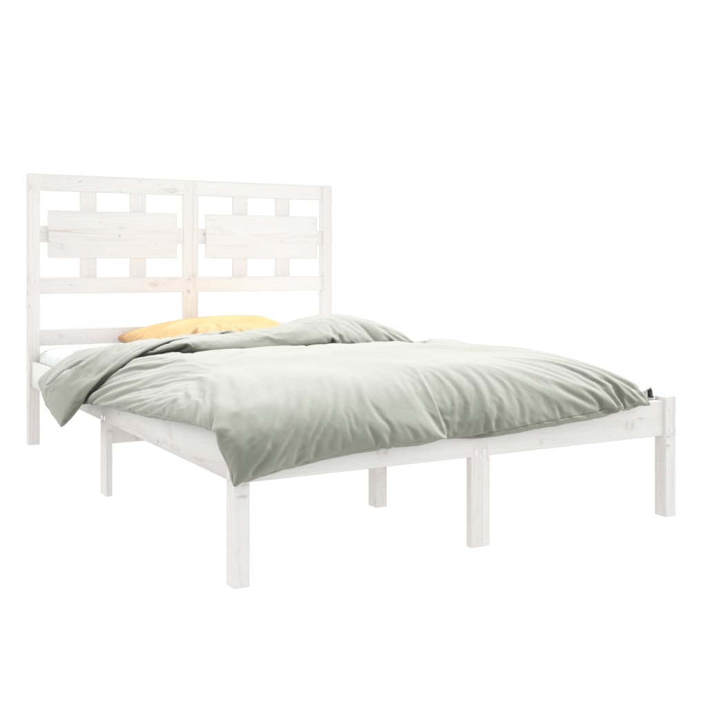 vidaXL Bedframe massief hout wit 135x190 cm afbeelding