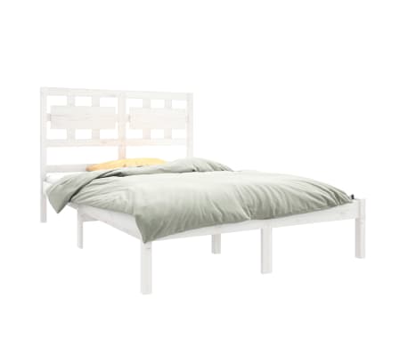 vidaXL Estructura de cama de madera maciza blanca 135x190 cm