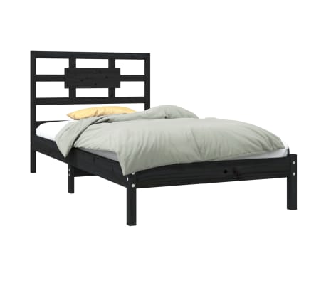 vidaXL Bedframe massief hout zwart 90x200 cm
