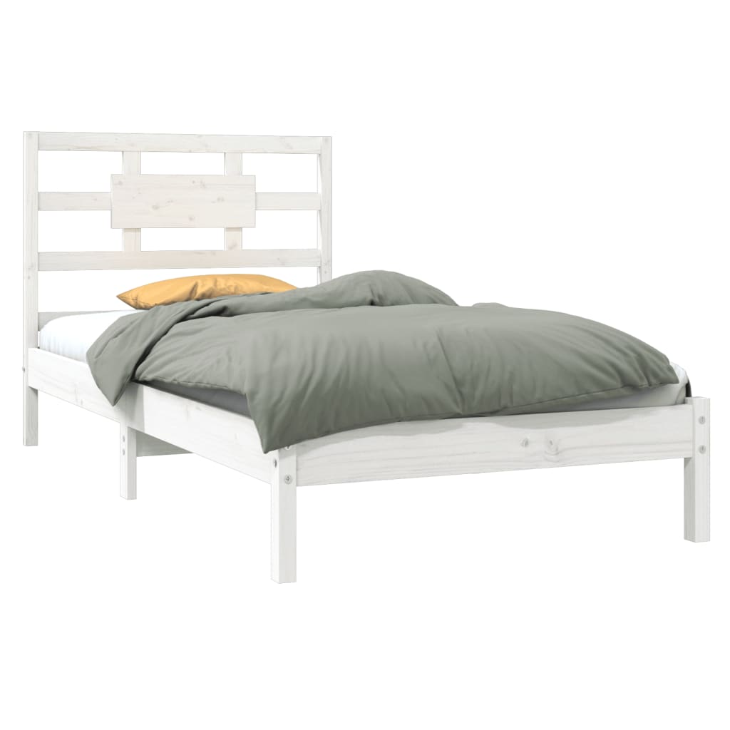 vidaXL Bedframe massief hout wit 100x200 cm afbeelding