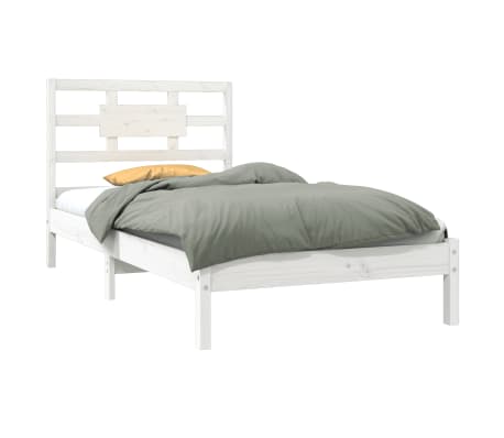 vidaXL Bedframe massief hout wit 100x200 cm