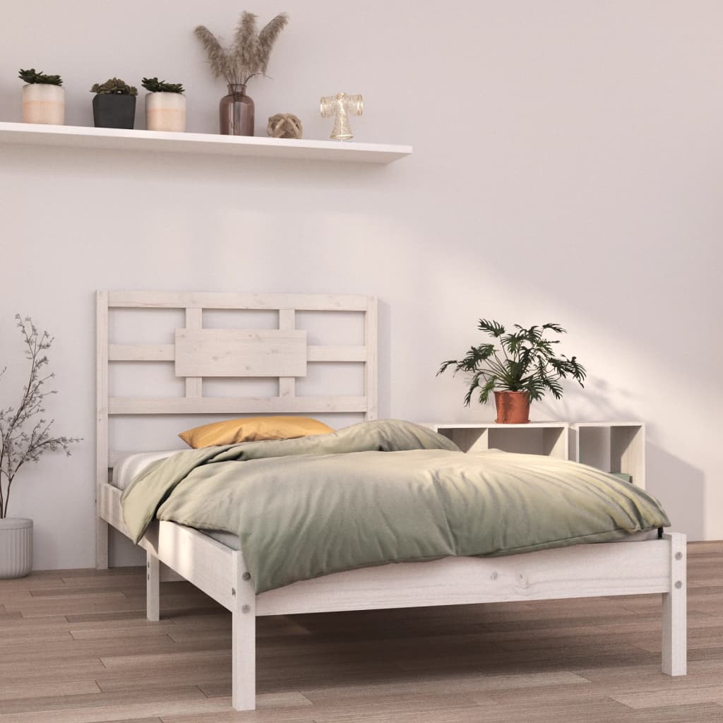 Rám postele bílý masivní dřevo 100 x 200 cm