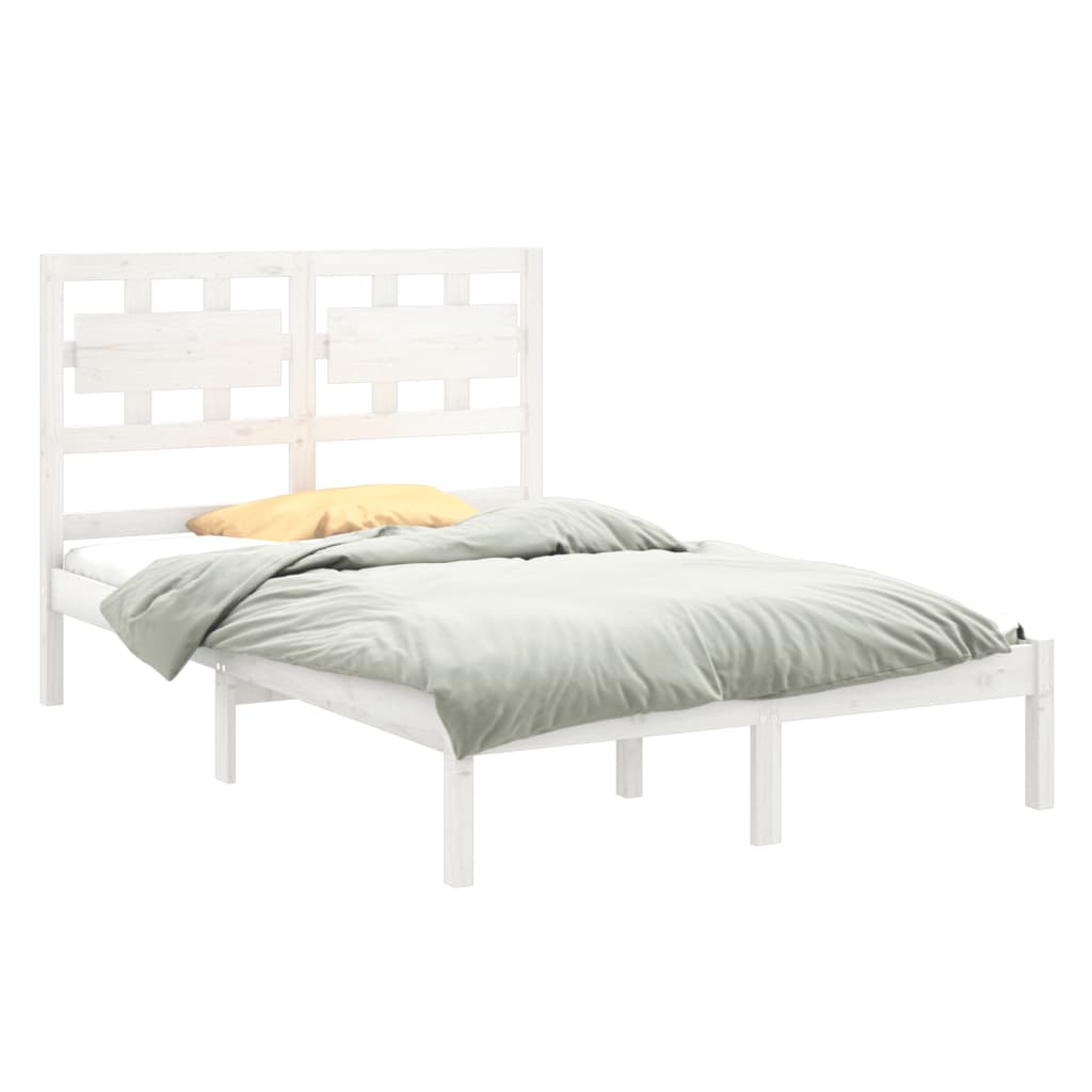 vidaXL Bedframe massief hout wit 150x200 cm 5FT King Size