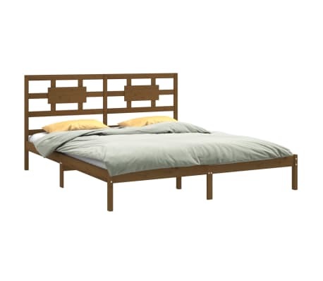 vidaXL Cadru de pat, maro miere, 160x200 cm, lemn masiv