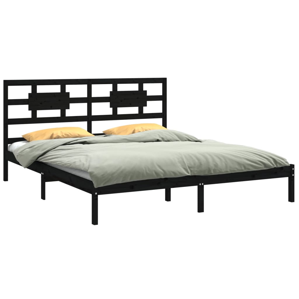 vidaXL Bedframe massief hout zwart 160x200 cm