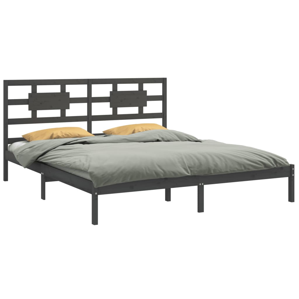 

vidaXL Bedframe massief hout grijs 180x200 cm 6FT Super King