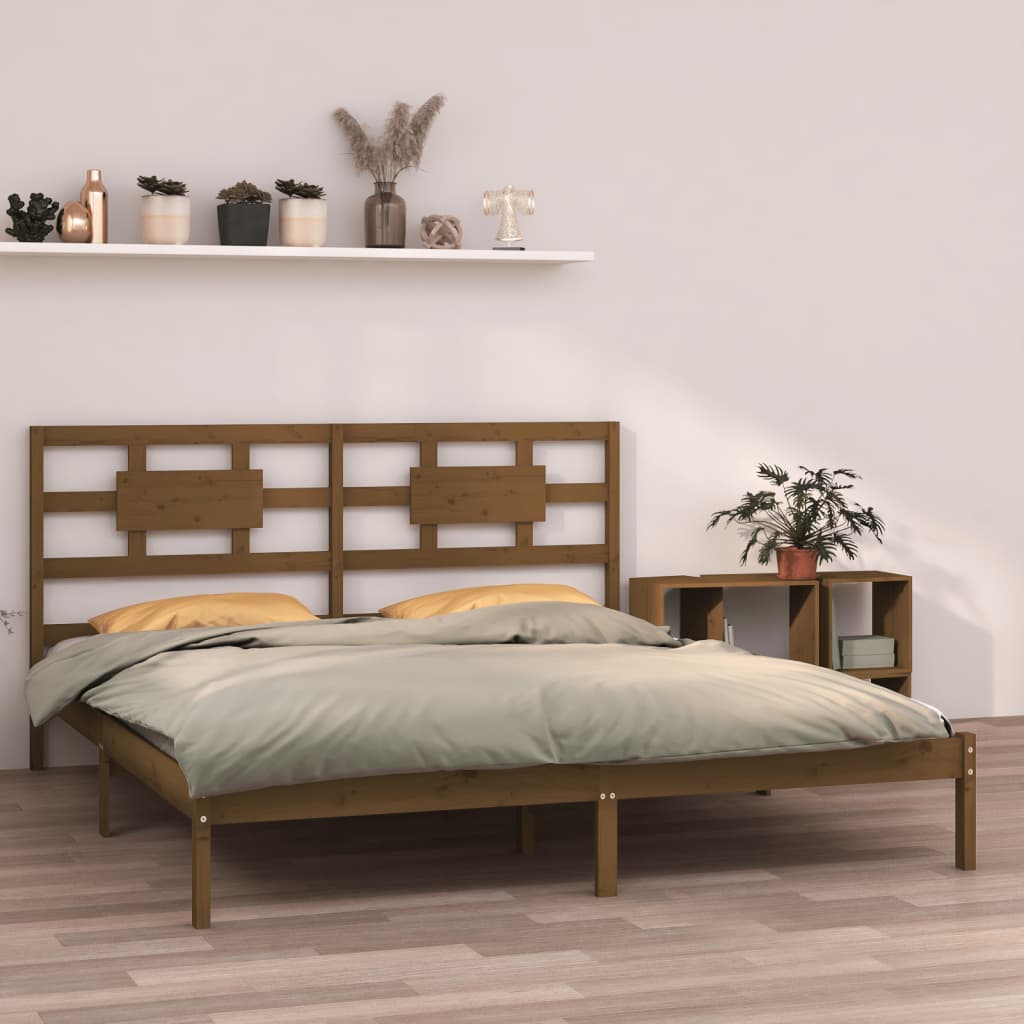 Cadre de lit Marron miel Bois massif 180x200 cm Super King