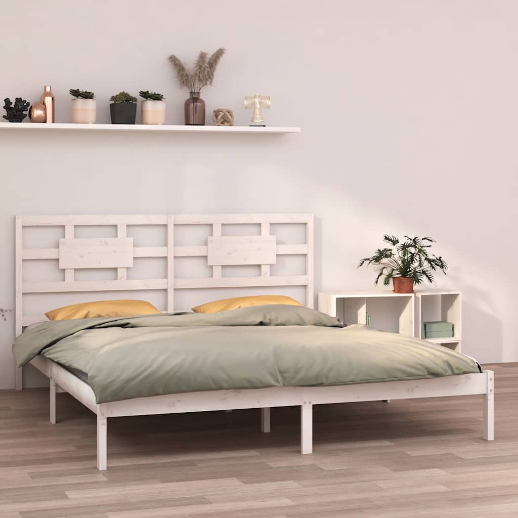 vidaXL Rama ��ka, bia�a, lite drewno, 200 x 200 cm