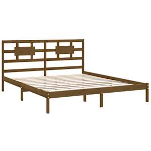 Rám postele medově hnědý masivní dřevo 200 x 200 cm - obrázek 4
