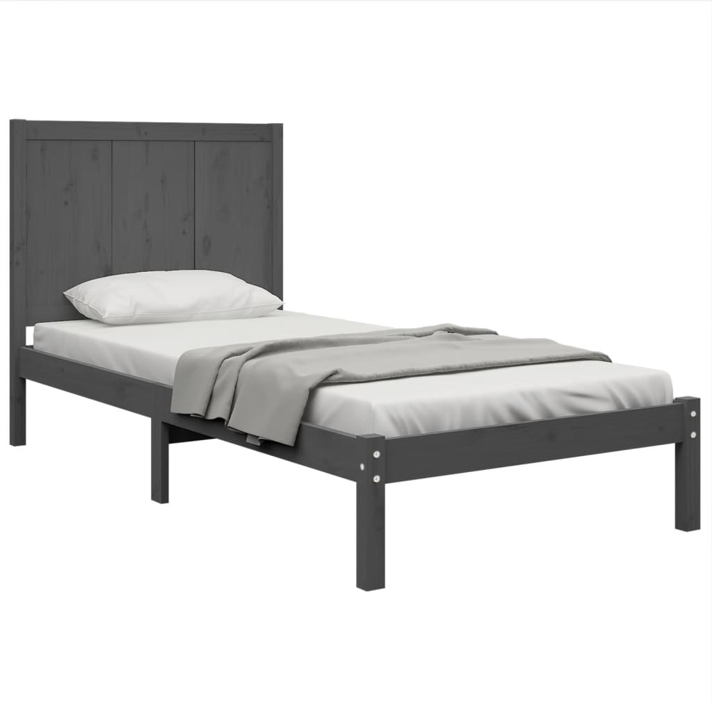 vidaXL Bedframe massief grenenhout grijs 75x190 cm 2FT6 Small Single