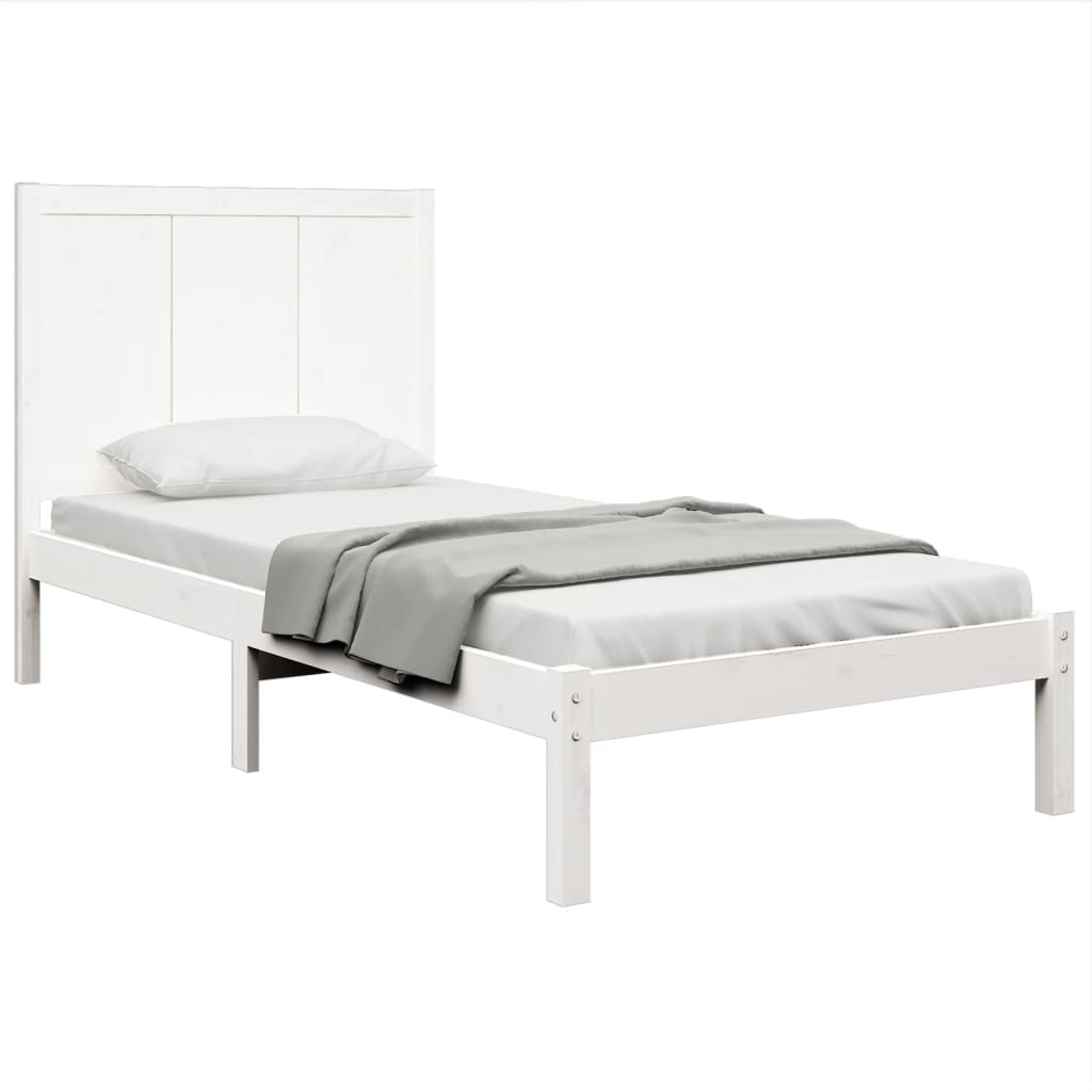 vidaXL Bed Frame White Solid Wood Pine 90X190 cm Single